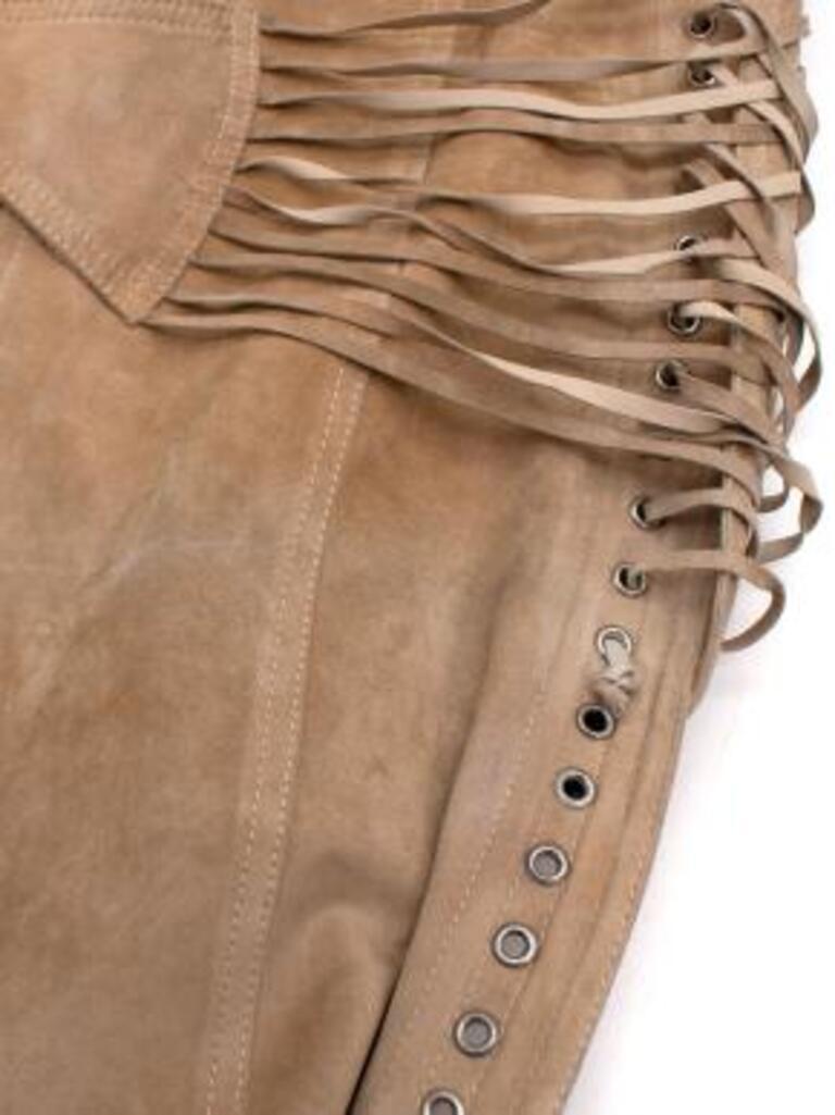 Women's Dior vintage Galliano camel suede strappy buckle mini skirt For Sale