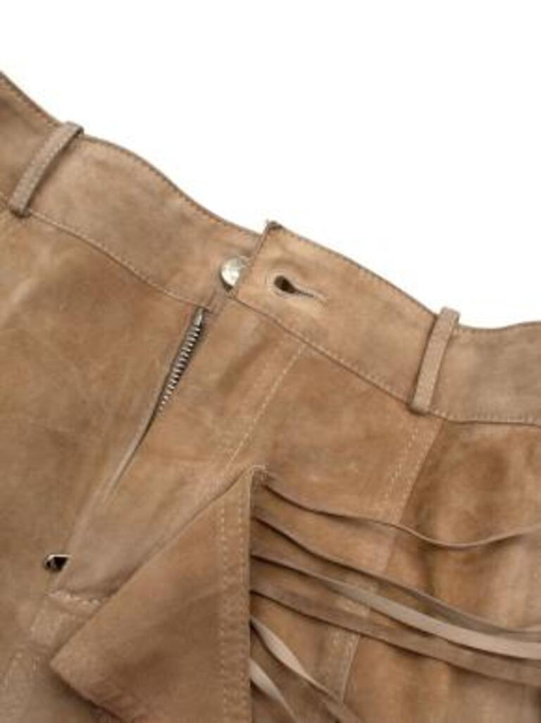 Dior vintage Galliano camel suede strappy buckle mini skirt For Sale 2