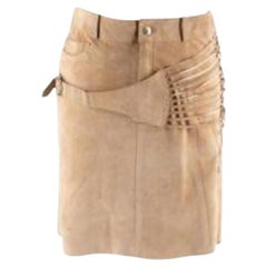 Dior vintage Galliano camel suede strappy buckle mini skirt