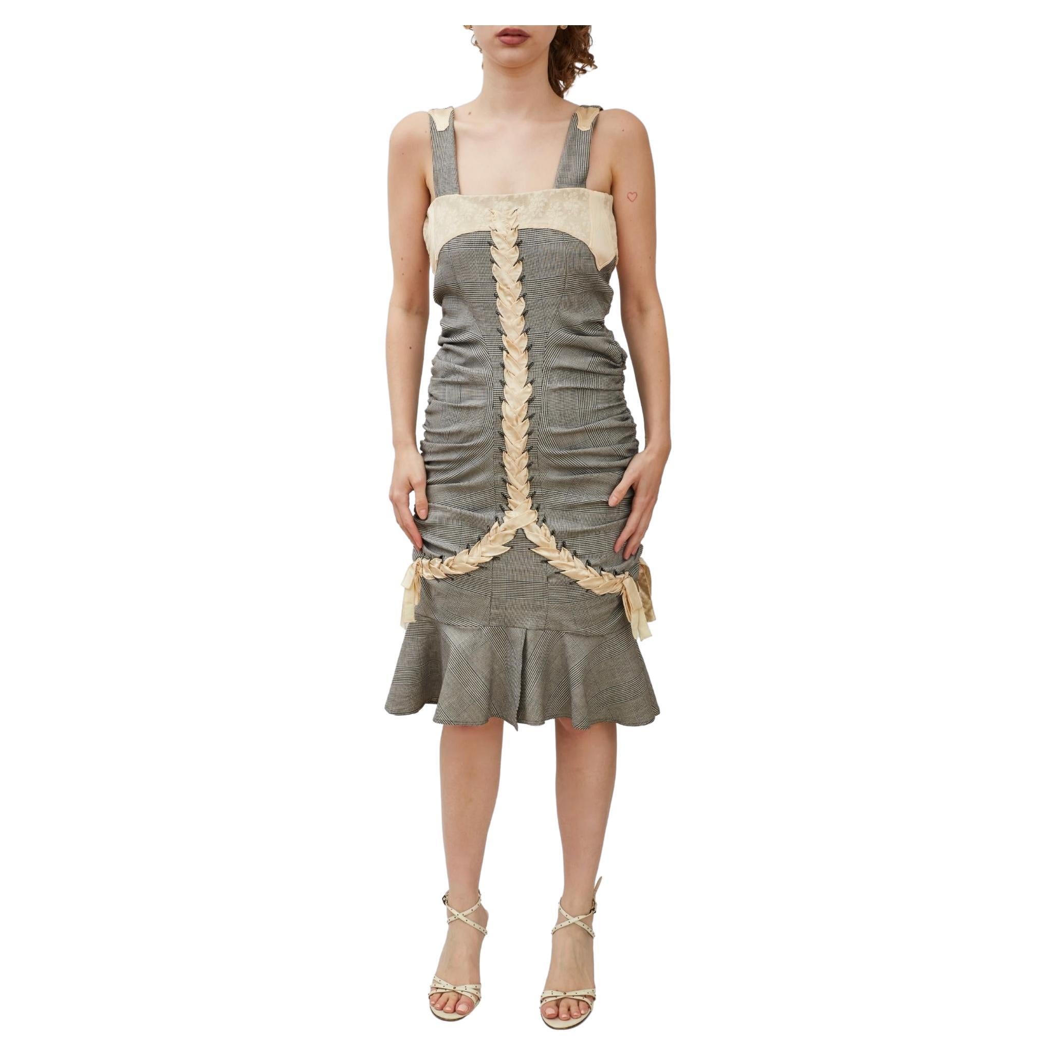Dior Vintage Galliano Grey Nude Tulle Silk Lace Dress (US8  FR40) For Sale