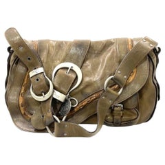Dior Vintage Gaucho – Große braune Leder-Umhängetasche, 36 cm