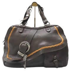 Dior Vintage Gaucho Large Dark Brown Leather Shoulder Bag