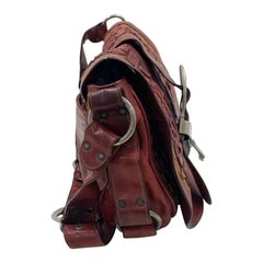 Dior Vintage Gaucho Large Red Leather Crocodile Embossed Crossbody Bag