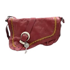 Dior Vintage Gaucho Large Red Leather Crossbody Bag