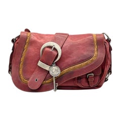Dior Vintage Gaucho Large Red Leather Crossbody Bag