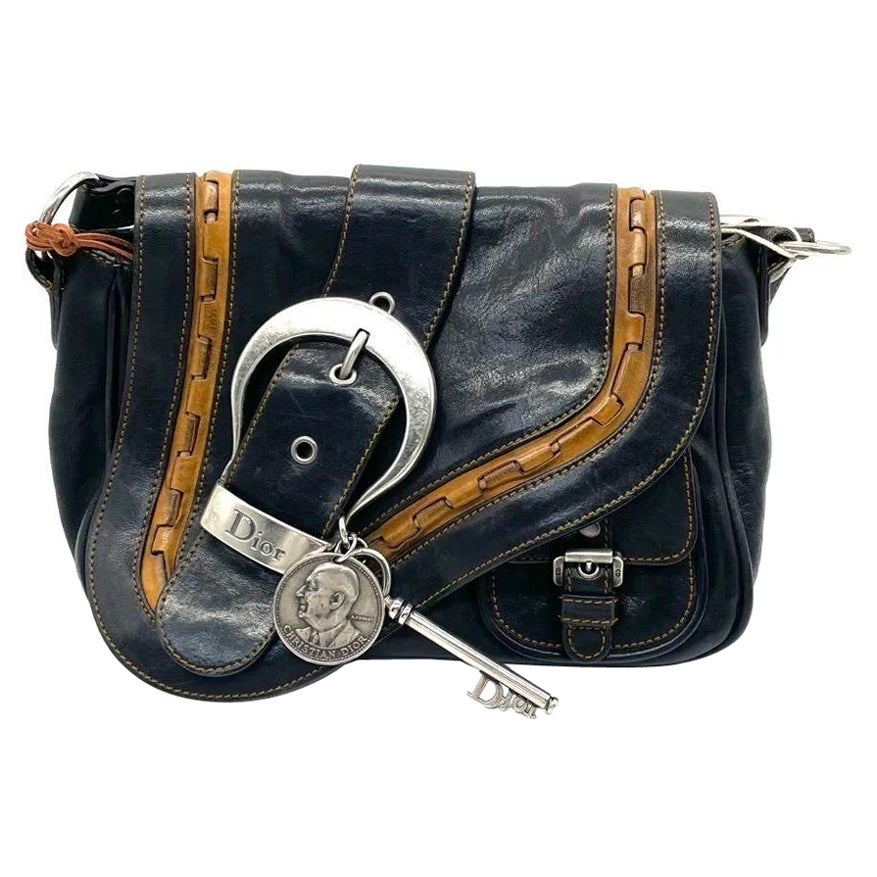 Dior Vintage Gaucho Mini Black Leather Crossbody Bag