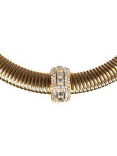 Dior Vintage Gold Crystal Embellished Snake Chain Stretch Collar Necklace