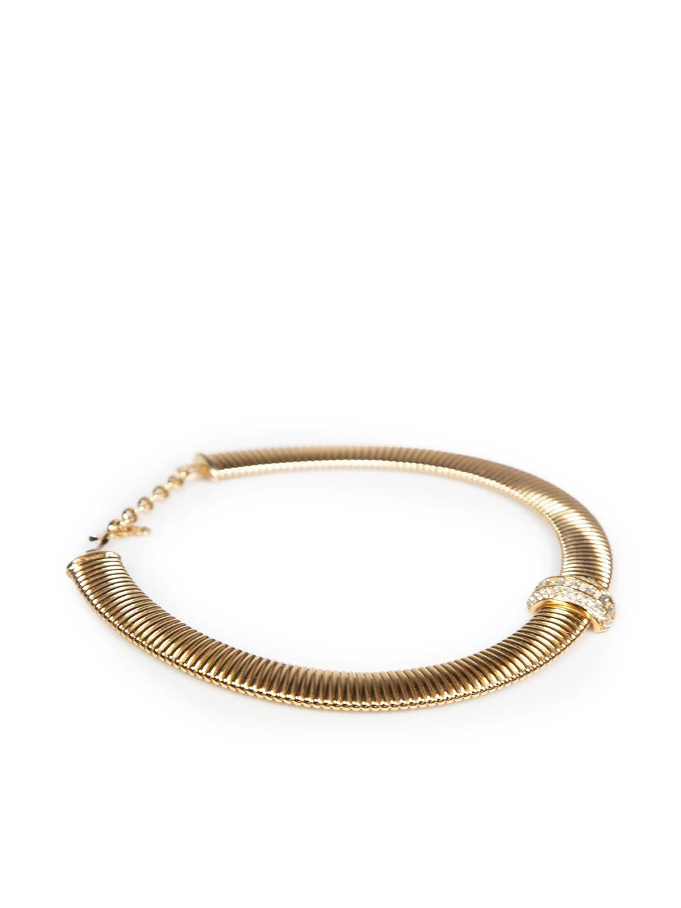 Dior Vintage Gold Kristall verzierte Schlangenkette Stretch-Kragen Halskette im Zustand „Gut“ im Angebot in London, GB