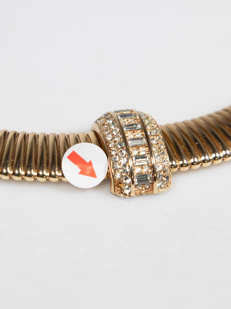 Women's Dior Vintage Gold Crystal Embellished Snake Chain Stretch Collar Necklace For Sale