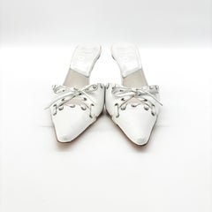 Dior Vintage John Galliano Bow Grommet Embellished Pointed Toe Mules Pumps 37