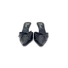 Dior Vintage John Galliano Bow Grommet Embellished Pointed Toe Mules Pumps 37.5
