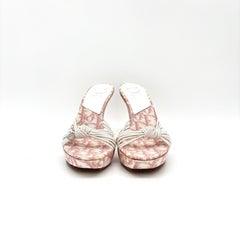 Dior Vintage John Galliano Rhinestone Charm Platform Wedge Trotter Print Mule 35