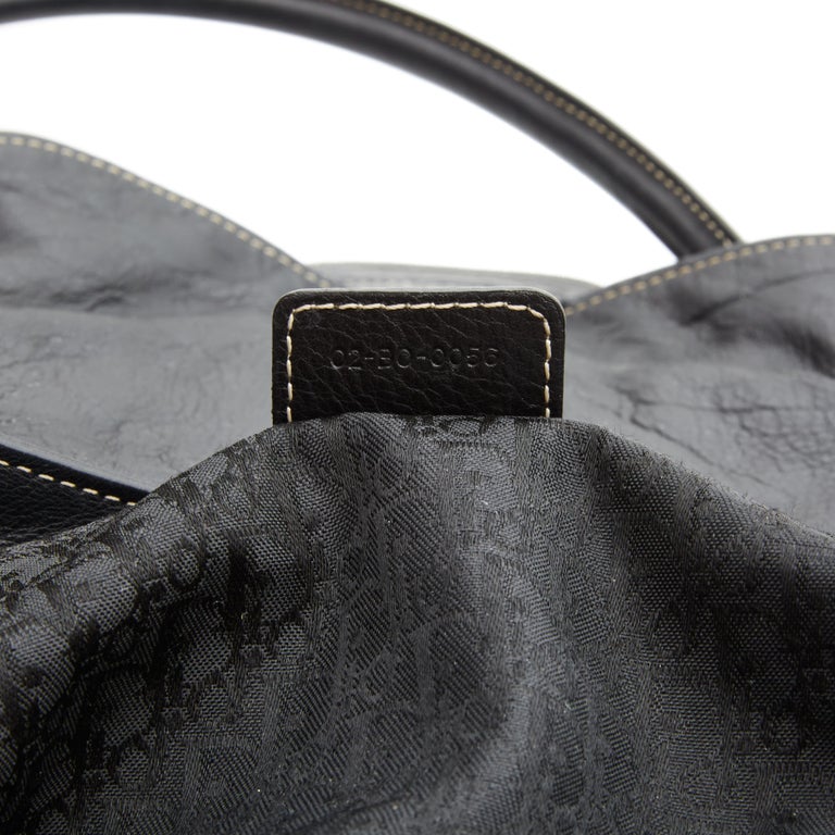 Dior Vintage Leder Schwarz CD Klappe Sattel Umhängetasche bei