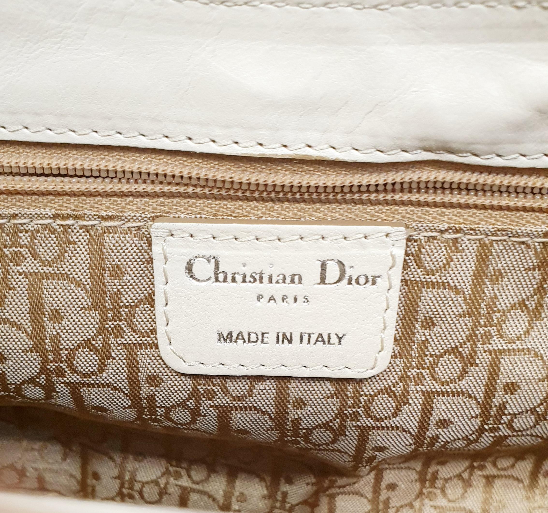 Dior Vintage Leather White CD Flap Saddle Shoulder Bag 1