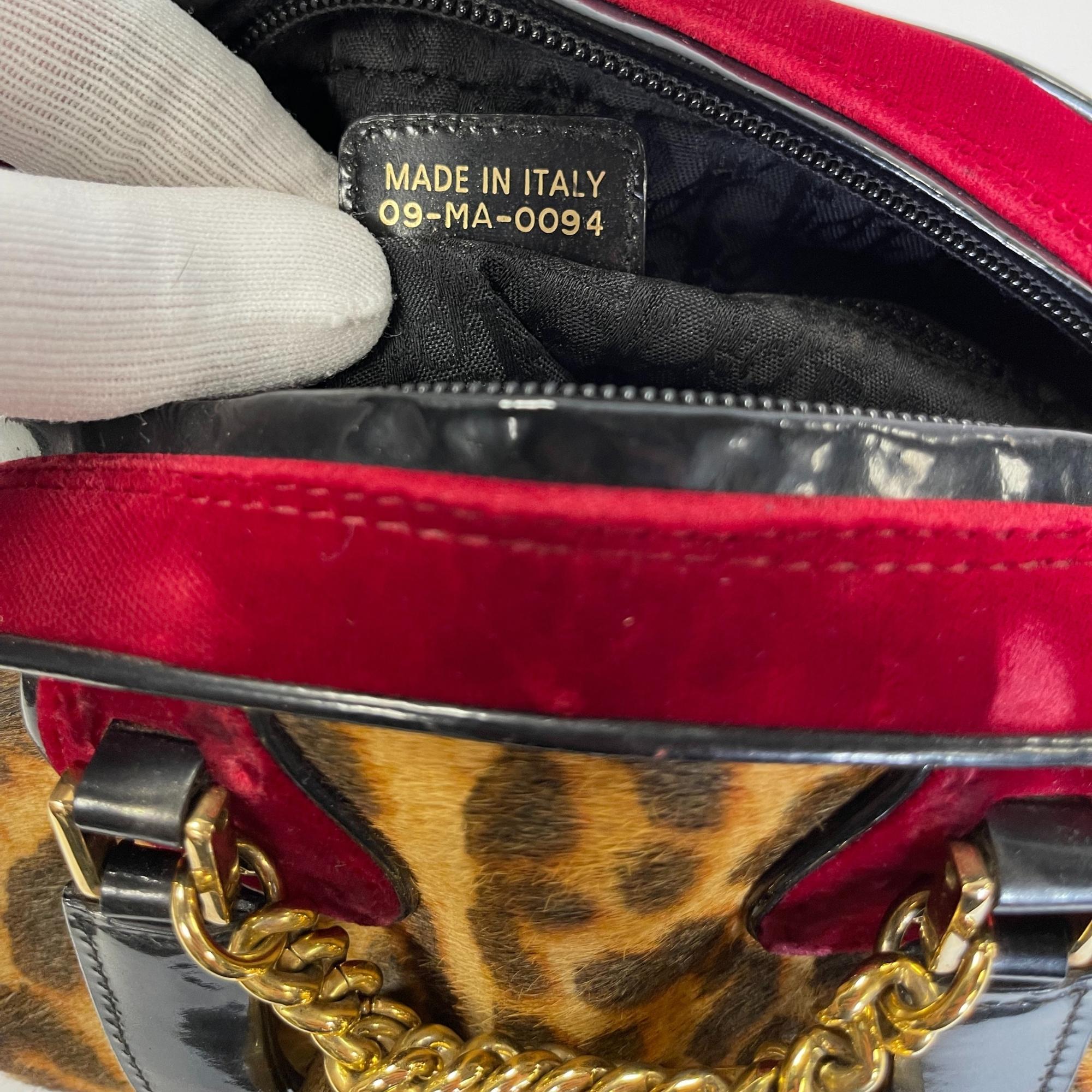 Dior Vintage Leopard Print Gambler Dice Bowler Bag Mini 4