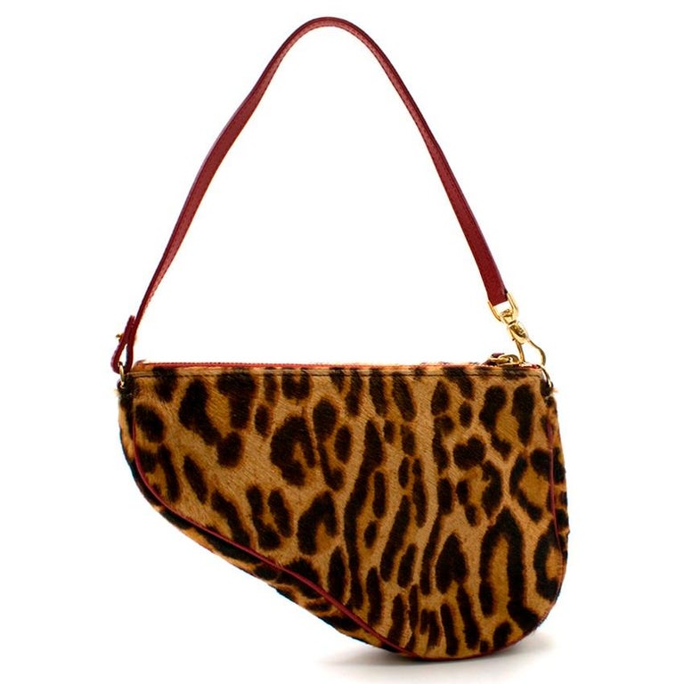 Leopard Print Pony Hair Leather Clutch Bag Handmade Hair on -  Israel