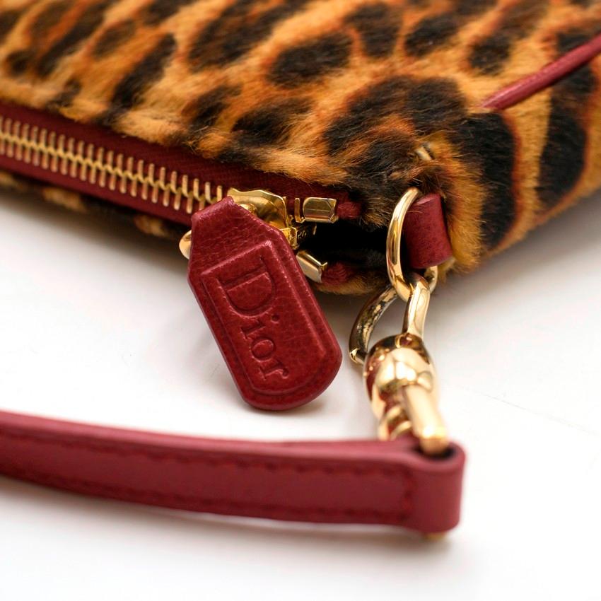 Brown Dior Vintage Leopard Print Pony Hair Saddle Bag