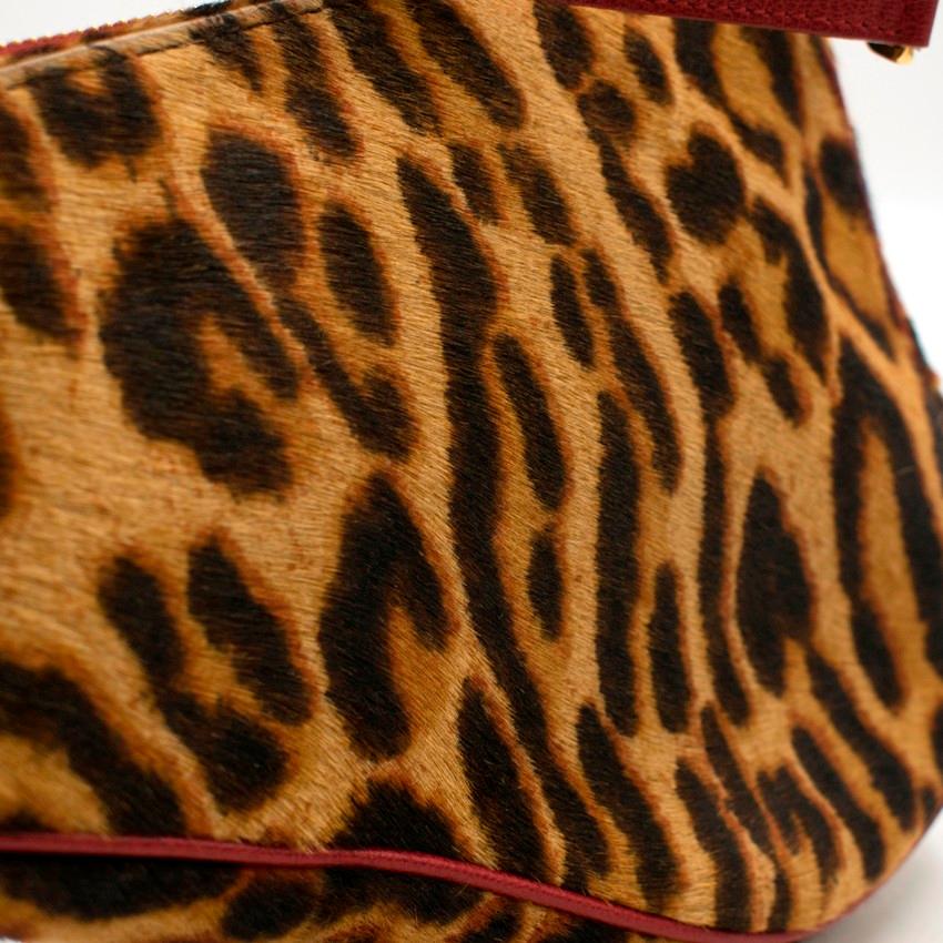 Dior Vintage Leopard Print Pony Hair Saddle Bag In Excellent Condition In London, GB