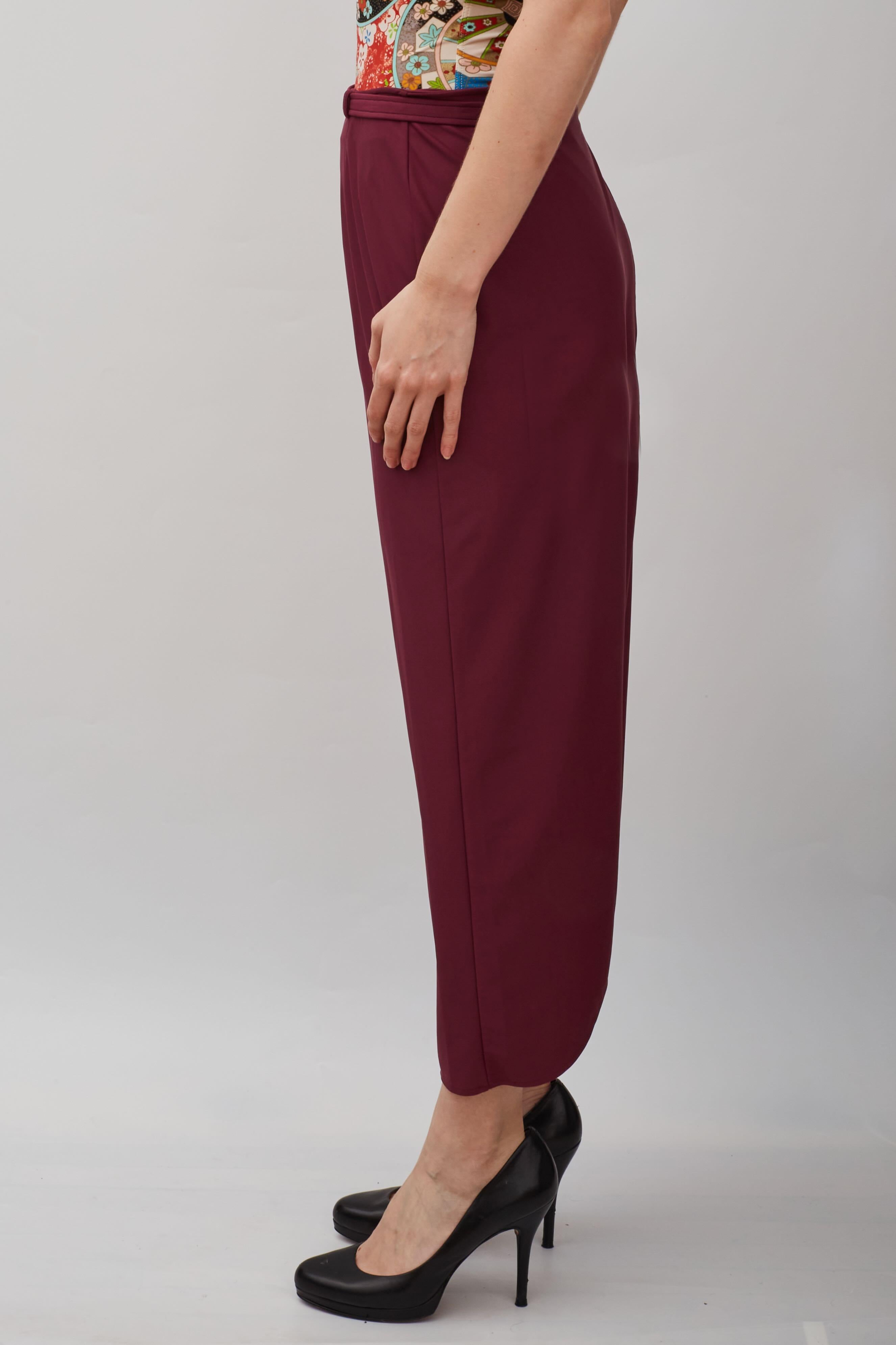 Red Dior Vintage Midi Belted Nylon Burgundy Bordeaux Skirt (US4  Small) For Sale