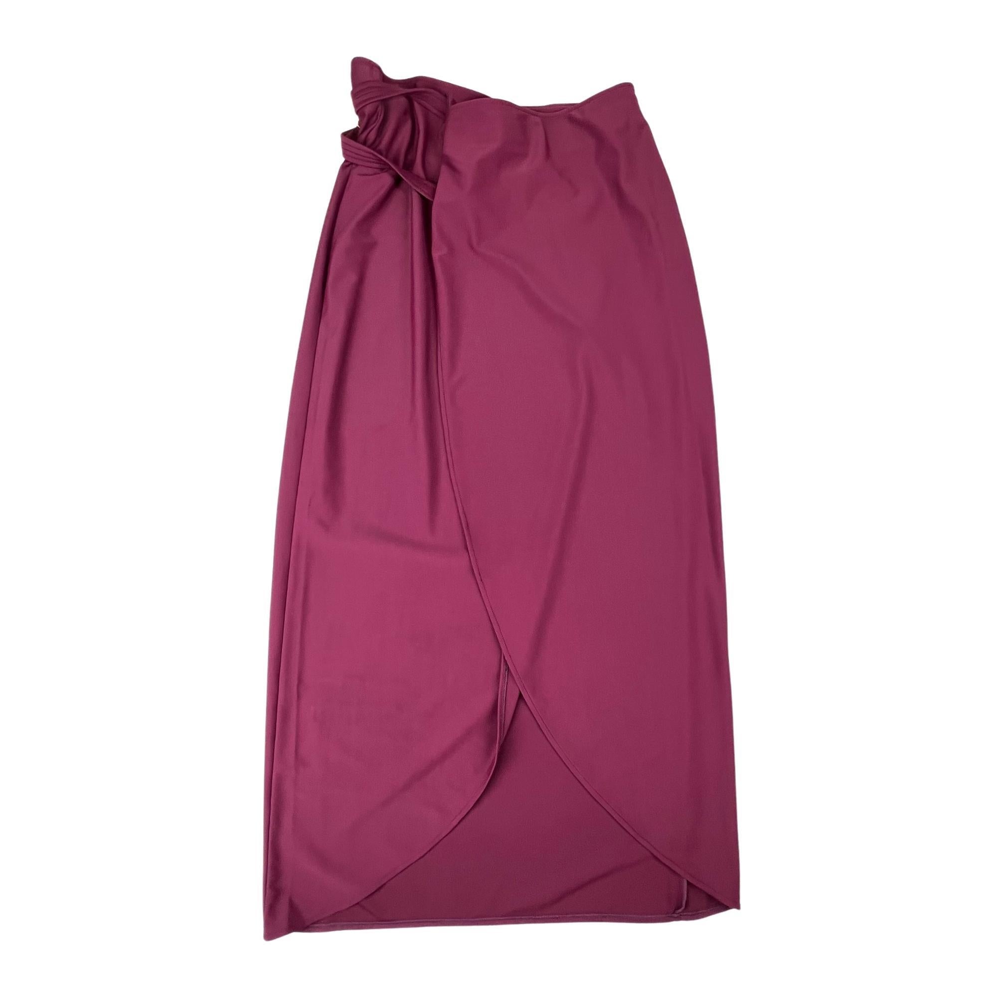 Dior Vintage Midi Belted Nylon Burgundy Bordeaux Skirt (US4  Small) For Sale 1