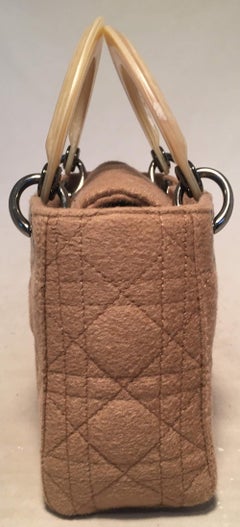 Dior Vintage Mini Lady Dior Tan Brown Wool Cannage Quilted Bag