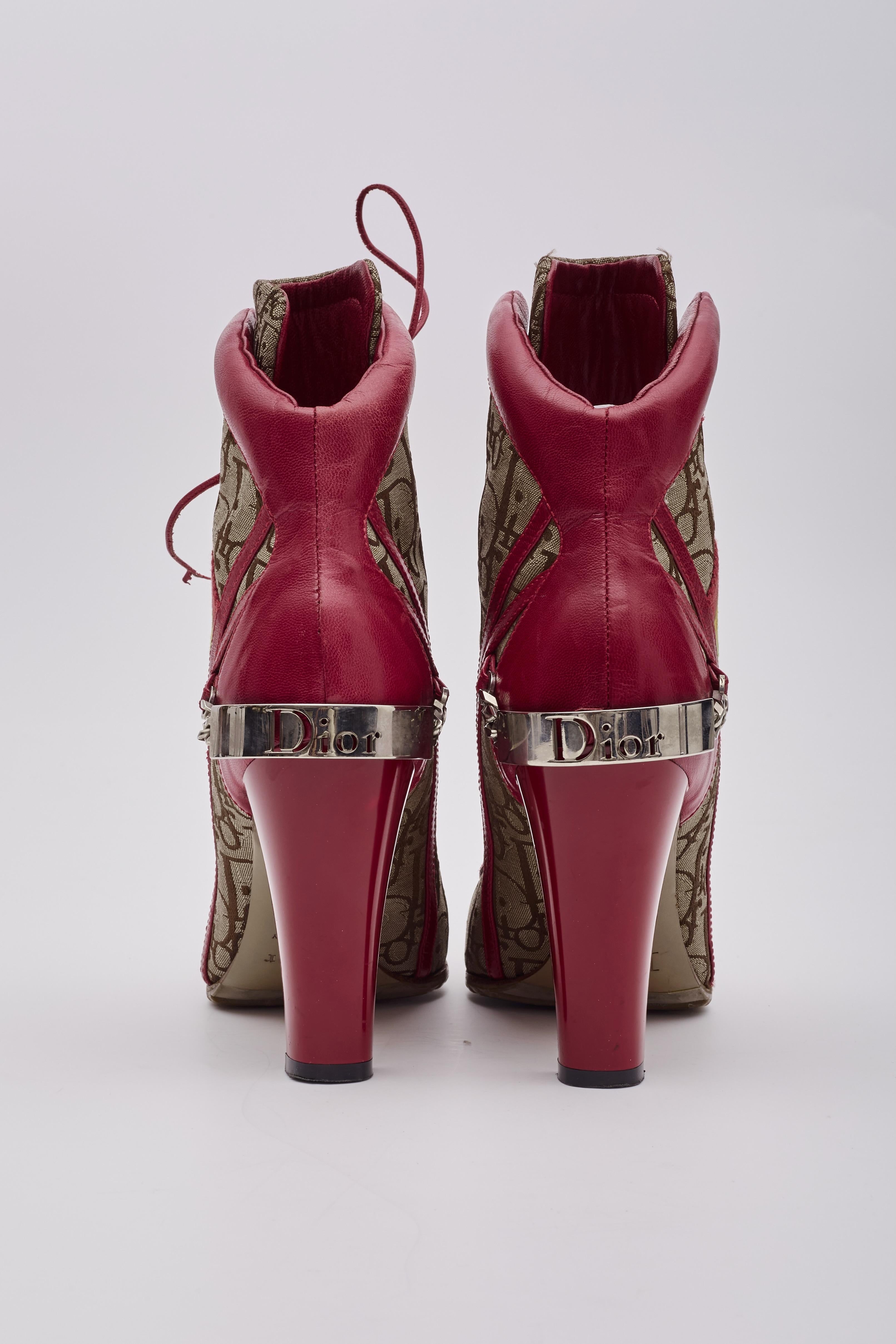 Women's Dior Vintage Monogram Canvas Logo Rasta High Heel Boots (38.5 EU)