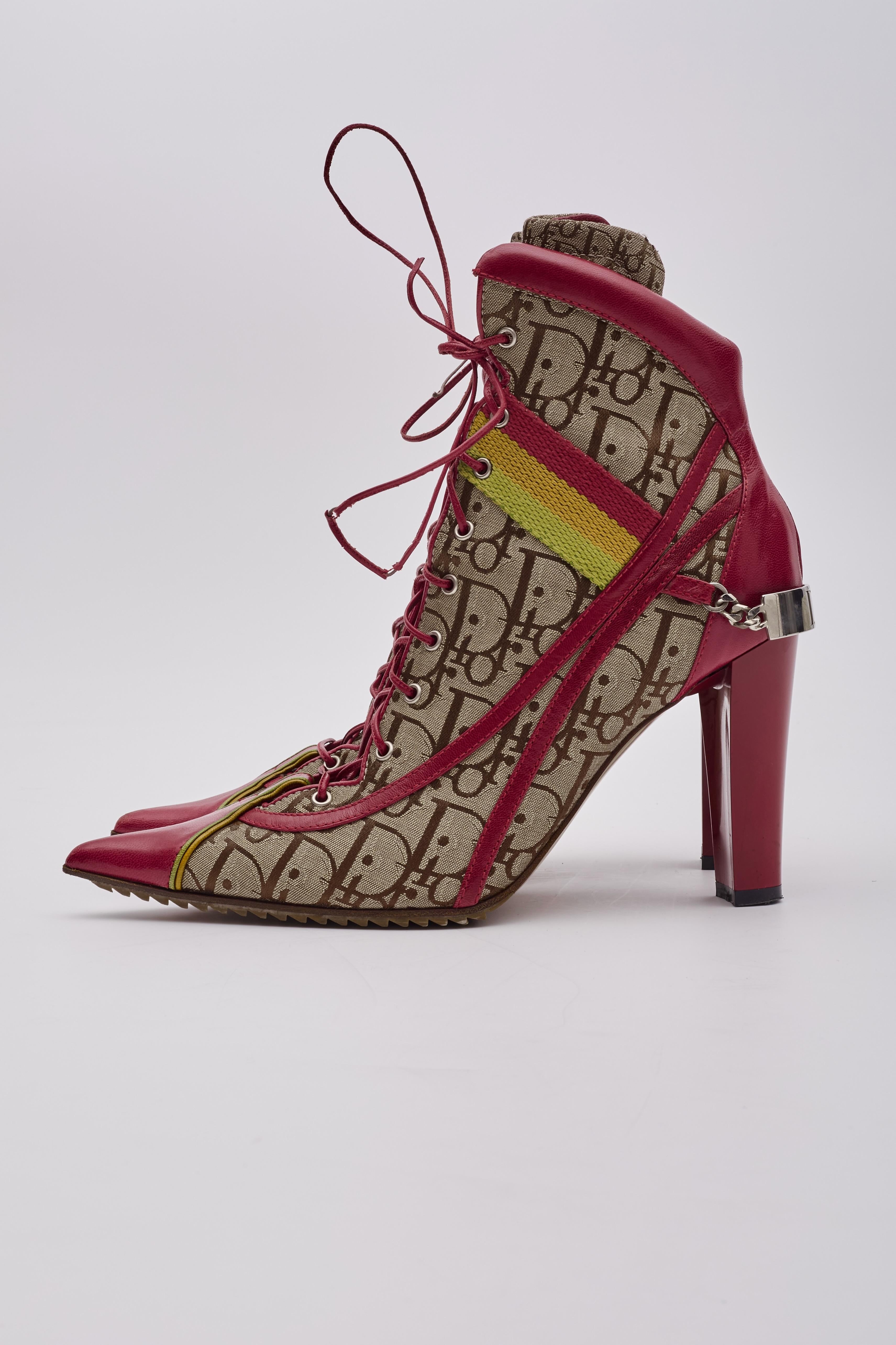Dior Vintage Monogram Canvas Logo Rasta High Heel Boots (38.5 EU) 1