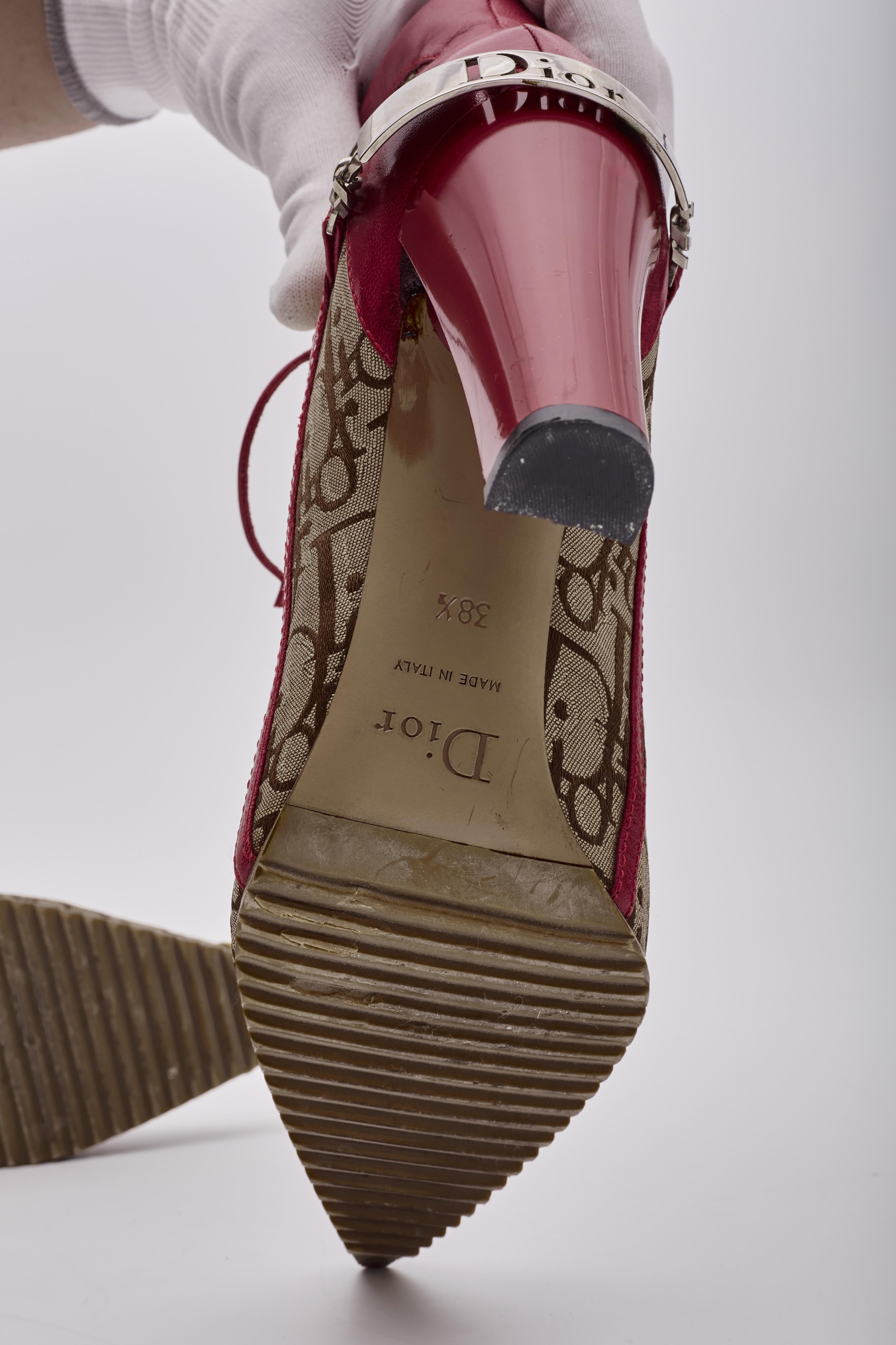 Dior Vintage Monogram Canvas Logo Rasta High Heel Boots (38.5 EU) 3