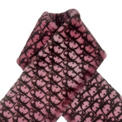 Dior Vintage Monogram Oblique Trotter Rabbit Fur Scarf Stole