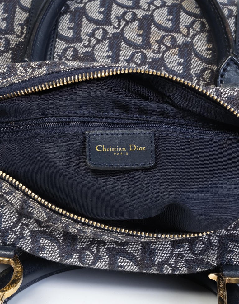 CHRISTIAN DIOR blue logo Dior Oblique canvas Boston bag – Vintage Carwen