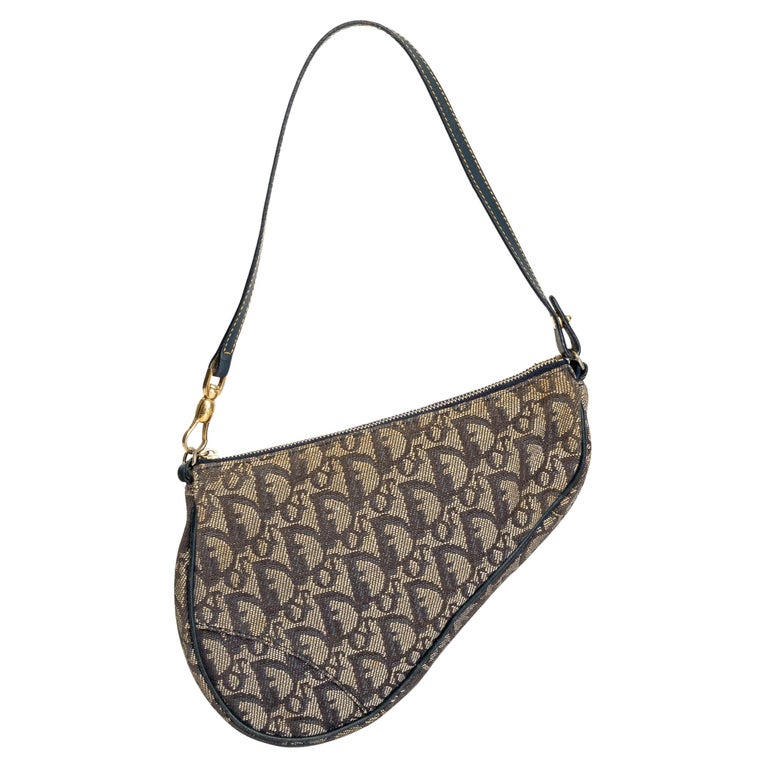 Dior Vintage Navy Oblique Mini Saddle Bag 2001 at 1stDibs