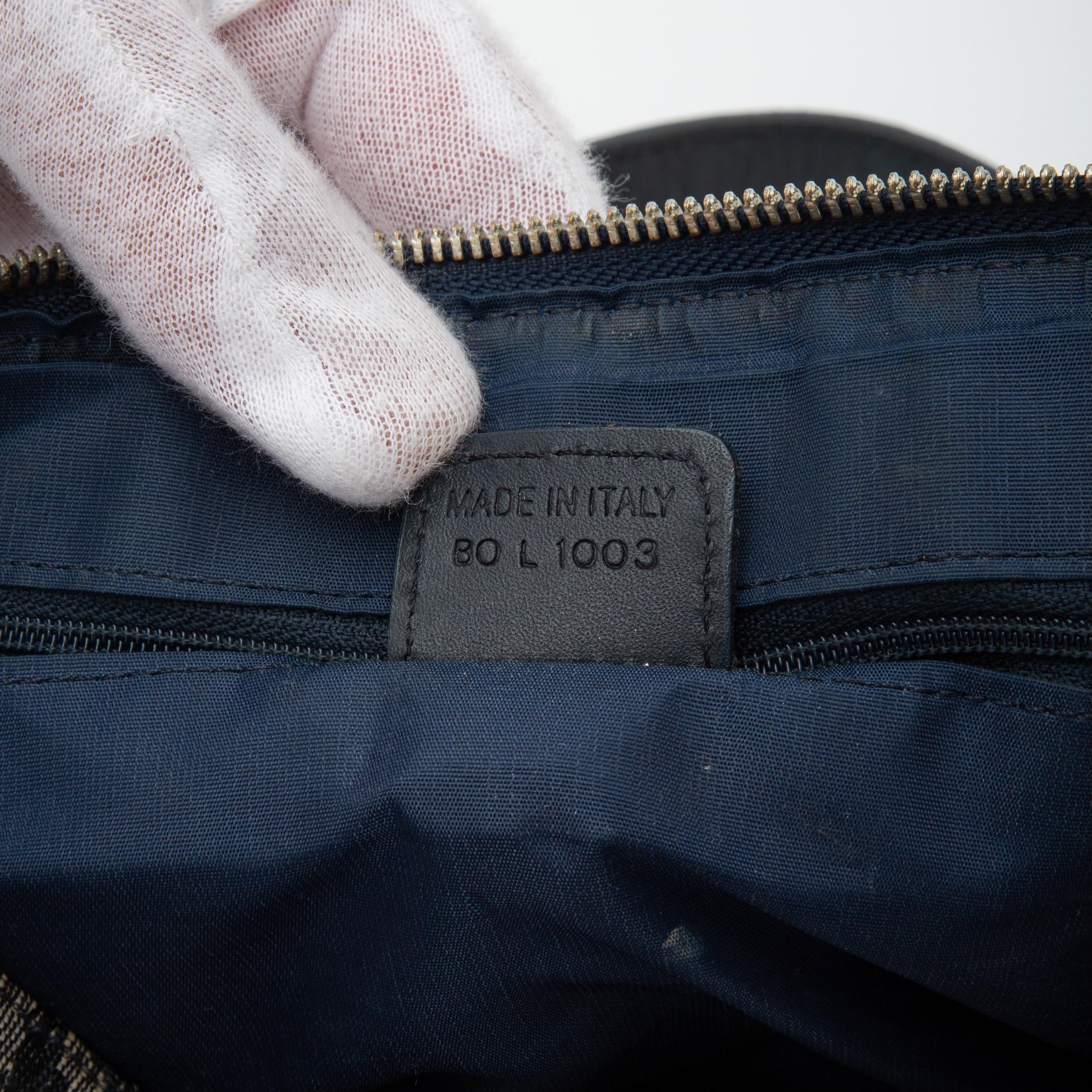 Dior Vintage Navy Oblique Trotter Logo Charms Boston Shoulder Bag (2003) 5