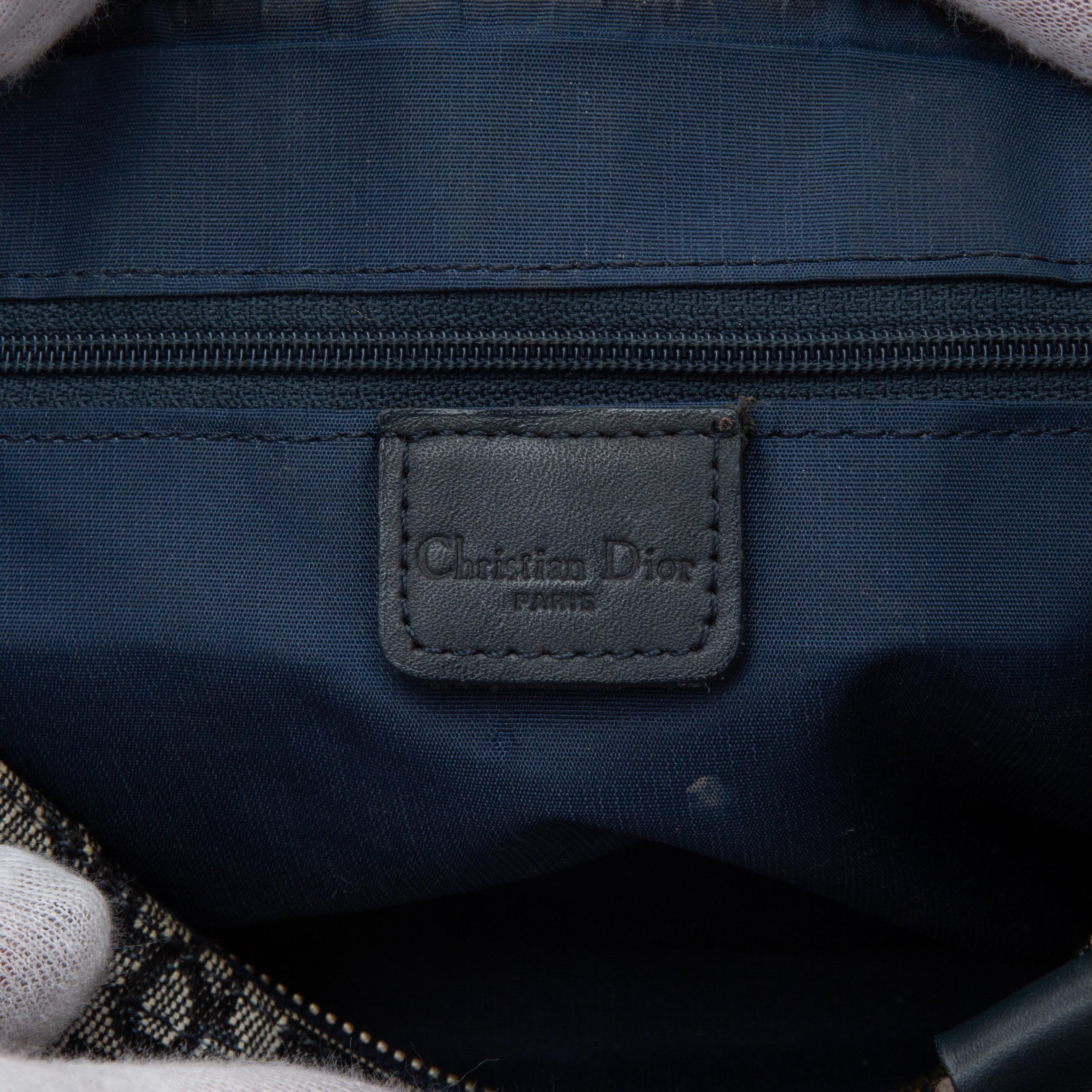 Dior Vintage Navy Oblique Trotter Logo Charms Boston Shoulder Bag (2003) 4