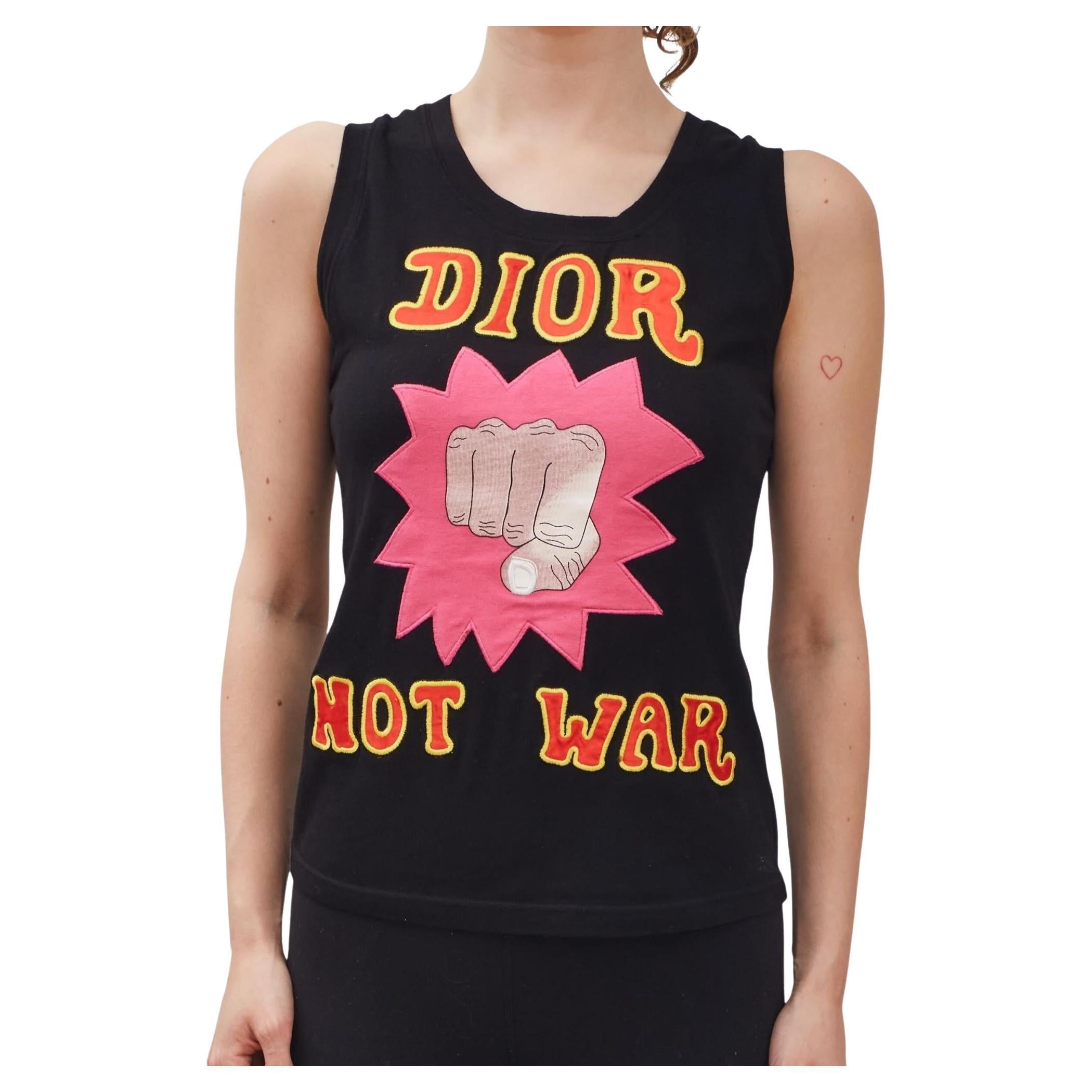 Dior Vintage Not War Black Tank Top Shirt (Size 42)
