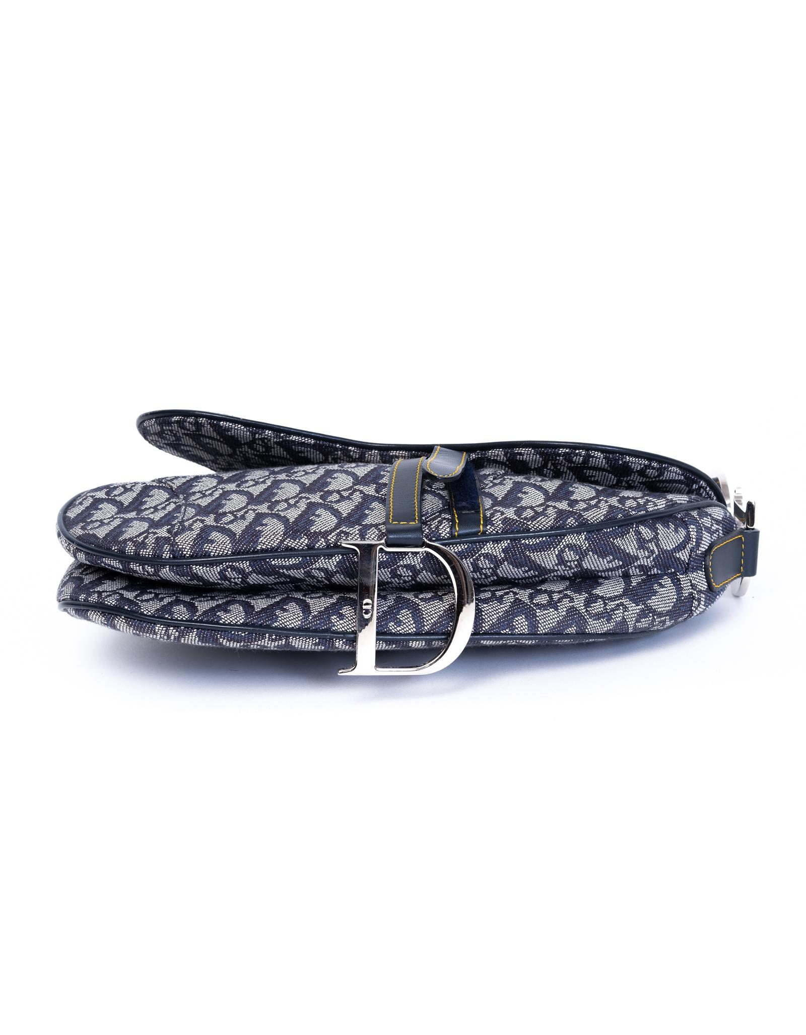 Bolsa de sillín Dior Vintage Oblique Trotter 2006 Negro