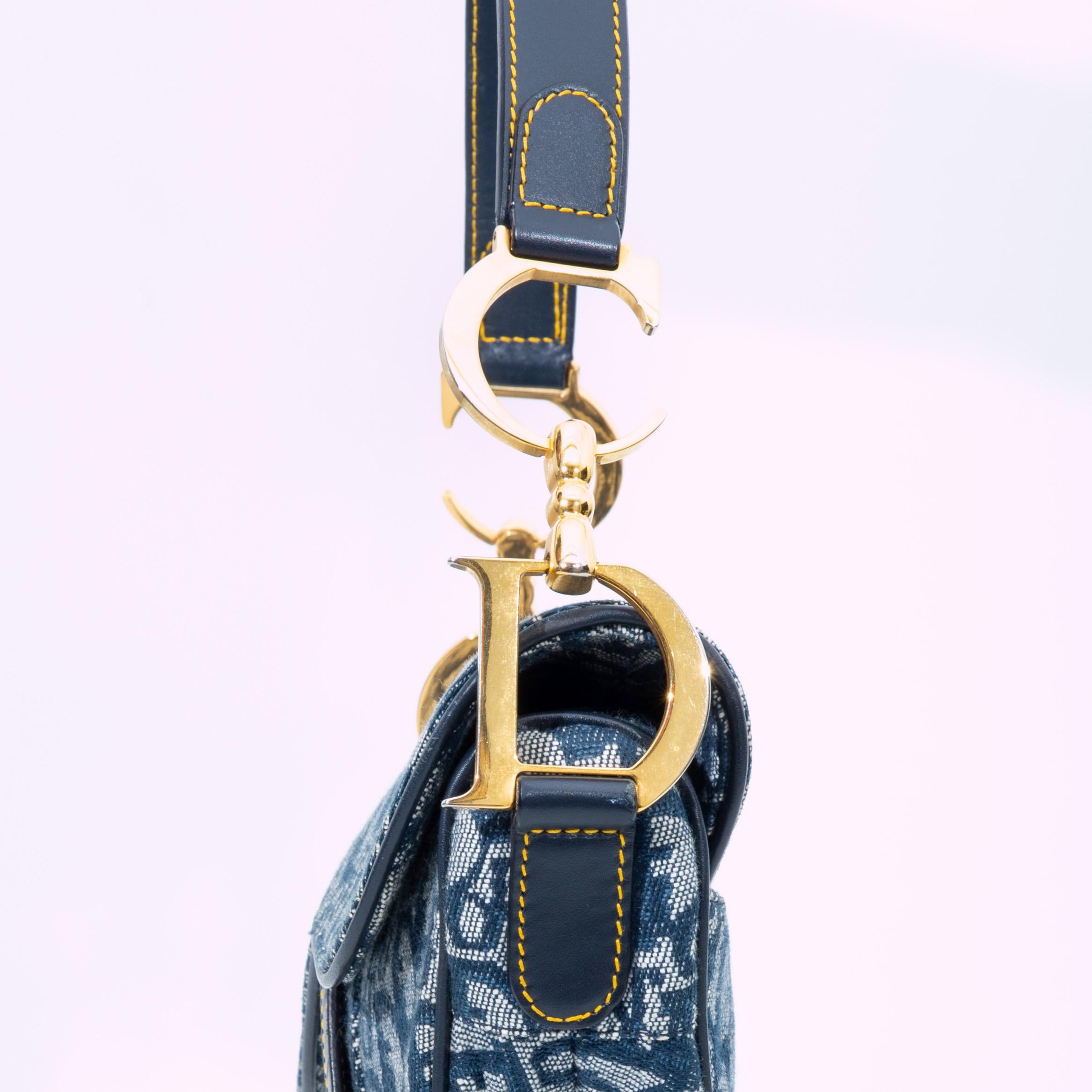 Dior Vintage Oblique Trotter Saddle Bag Gold Hardware (2002) 1