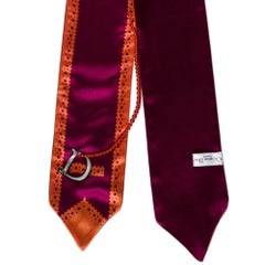 Dior Vintage Pearl Embellished Purple Orange Silk Scarf