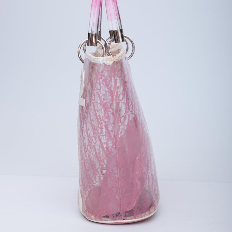 Dior Vintage Pink Diorissimo Trotter PVC Number 2 Tote (2004) In Fair Condition For Sale In Montreal, Quebec
