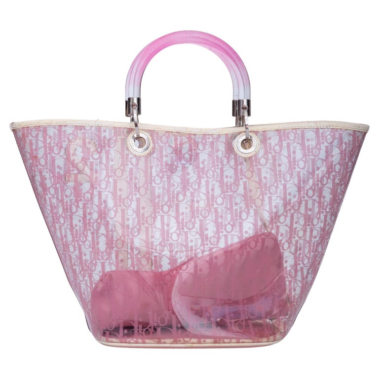 Dior Vintage Pink Diorissimo Trotter PVC Number 2 Tote (2004) For Sale