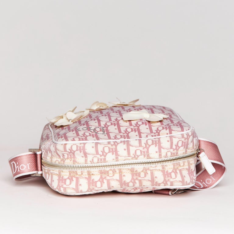 【ヴィンテージ】Rank:A☆Dior ピンク スモール BAG 25ET0267 Dior Vintage Pink Flower Floral Trotter Oblique Monogram