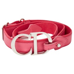 Dior - Ceinture réglable en cuir rose vintage avec logo CD (27-38) 2005