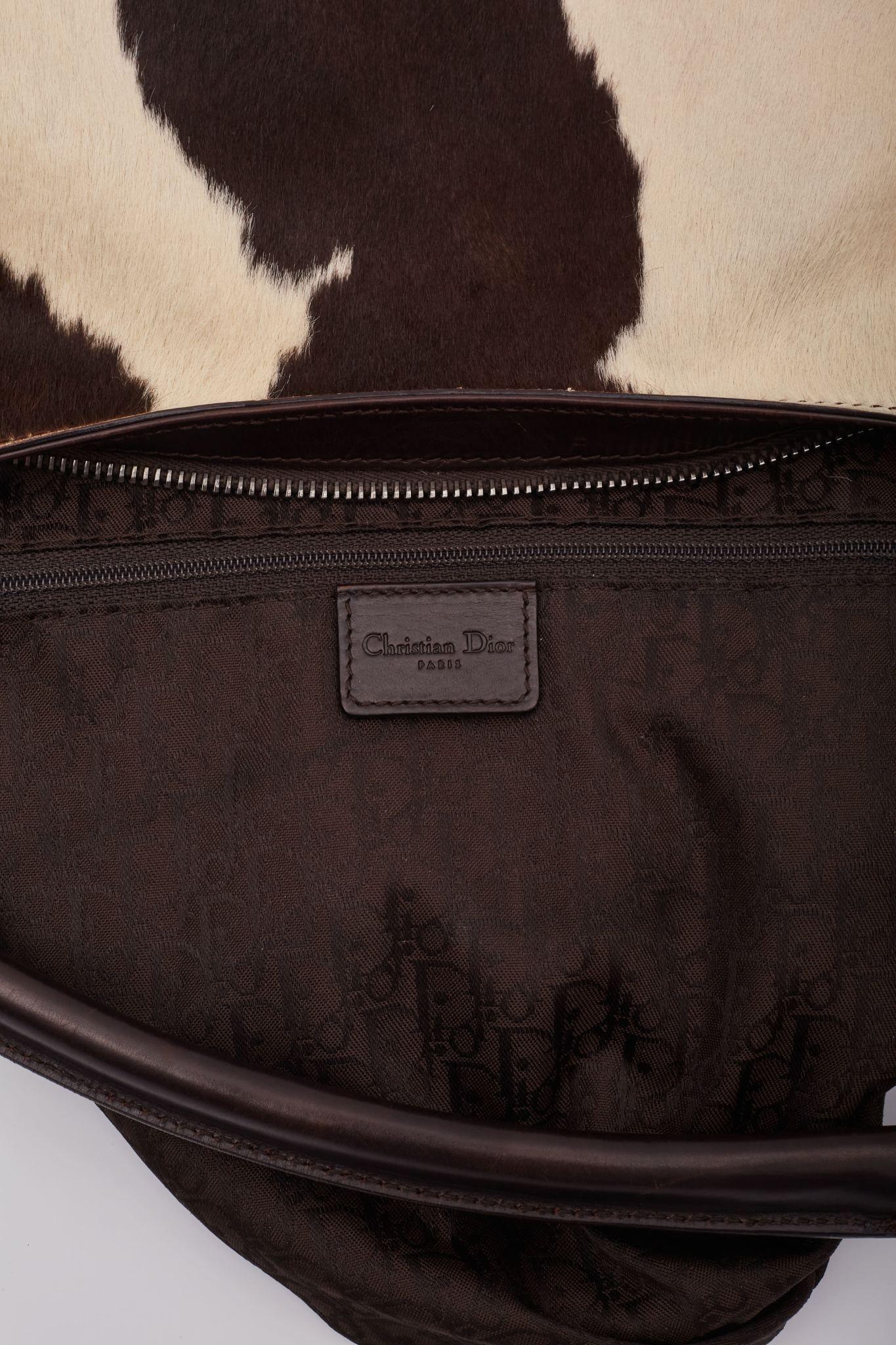 Noir Dior Vintage Pony Hair & Leather Ballet Corset Shoulder Bag en vente