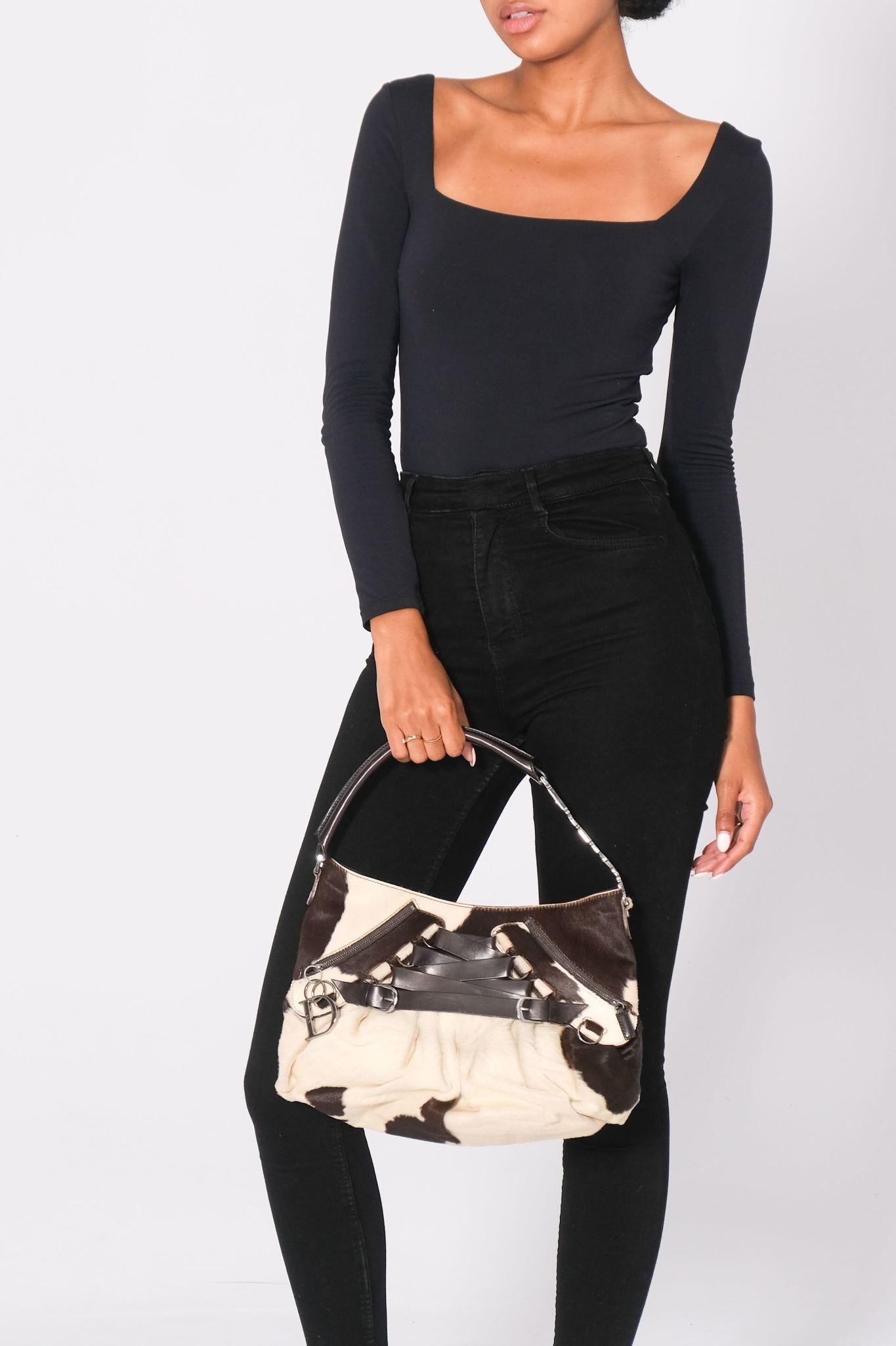 Dior Vintage Pony Hair & Leather Ballet Corset Shoulder Bag Pour femmes en vente