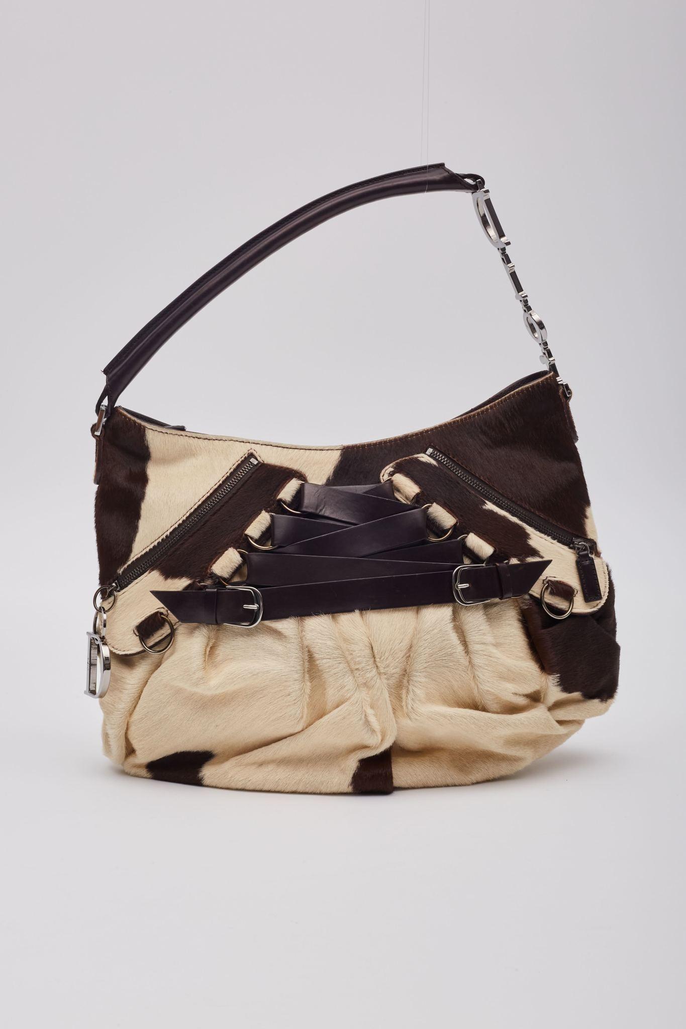 Dior Vintage Pony Hair and Leather Ballet Corset Shoulder Bag For Sale at 1stDibs