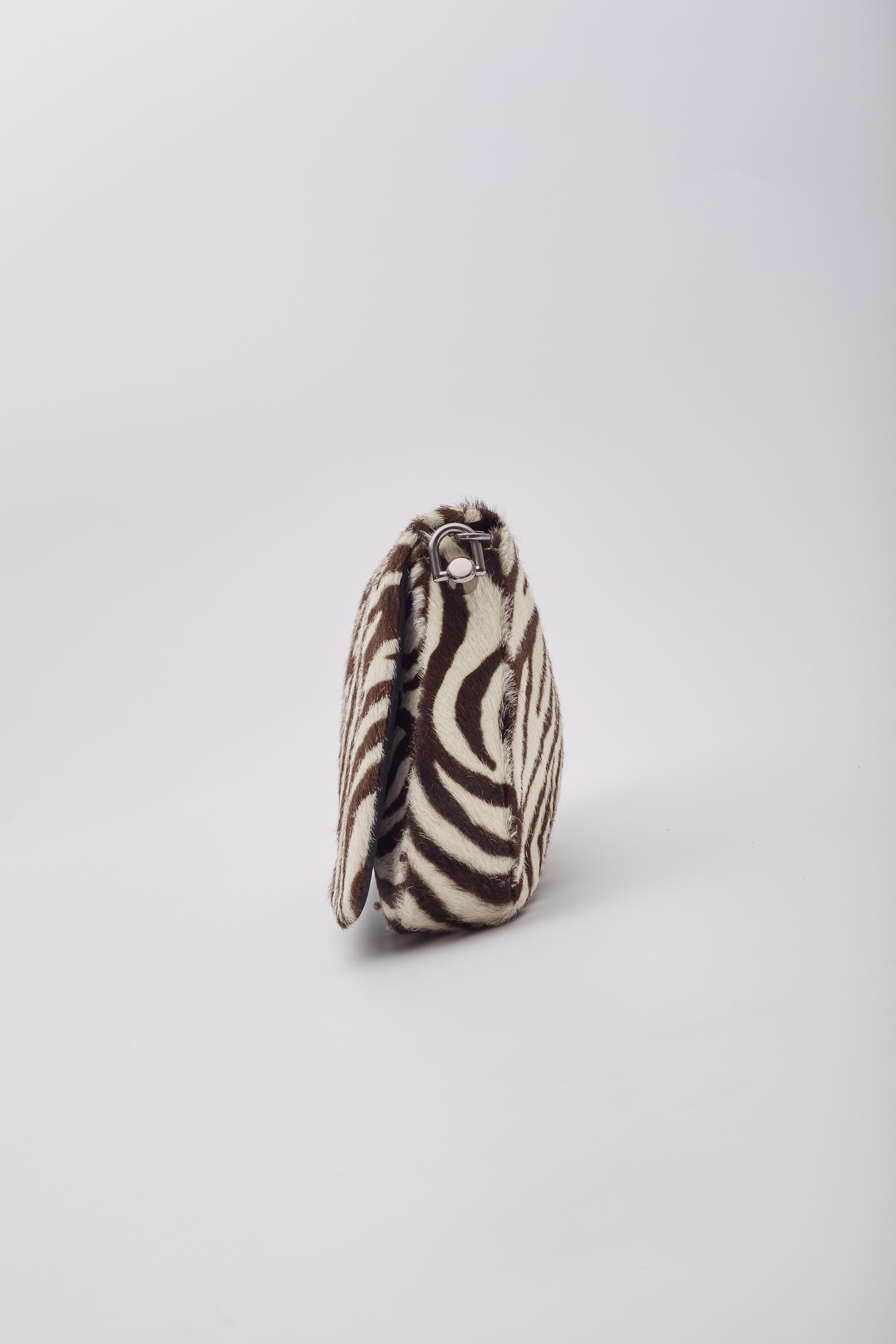 Dior Vintage Pony Hair Malice Zebra Shoulder Bag For Sale 2