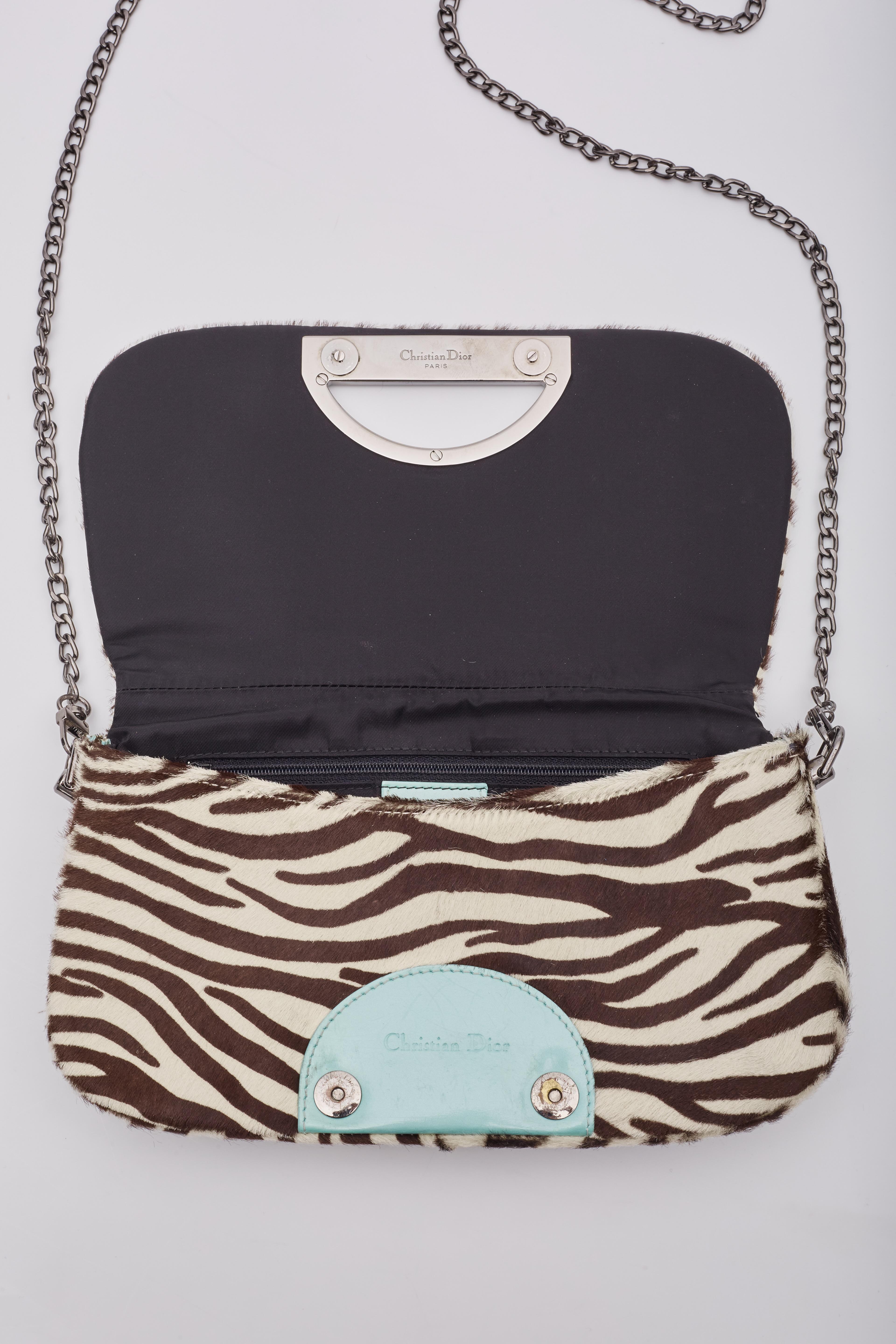 Dior Vintage Pony Hair Malice Zebra Shoulder Bag For Sale 4