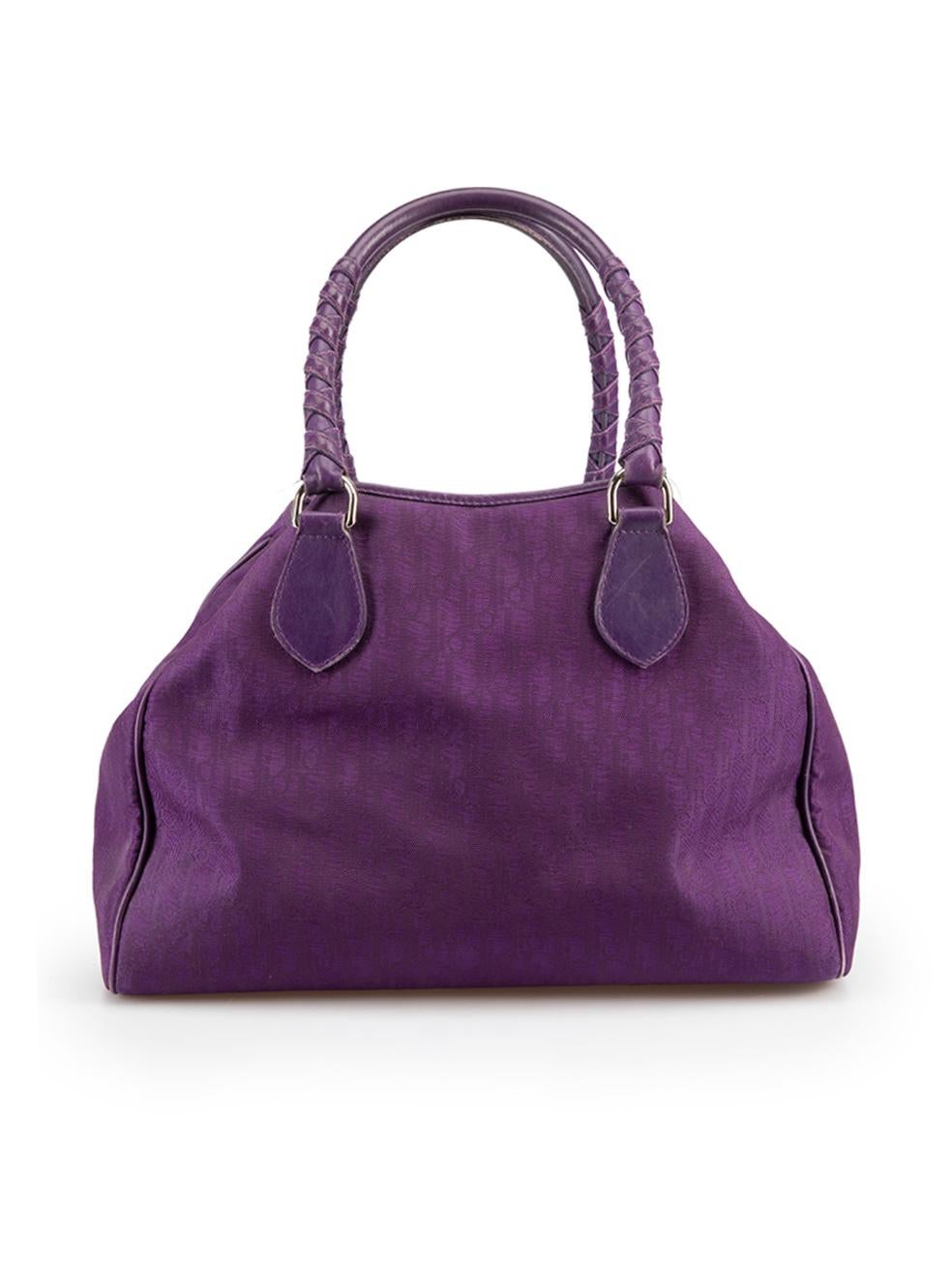 Dior Vintage Purple Oblique Print Lovely Handbag In Good Condition In London, GB