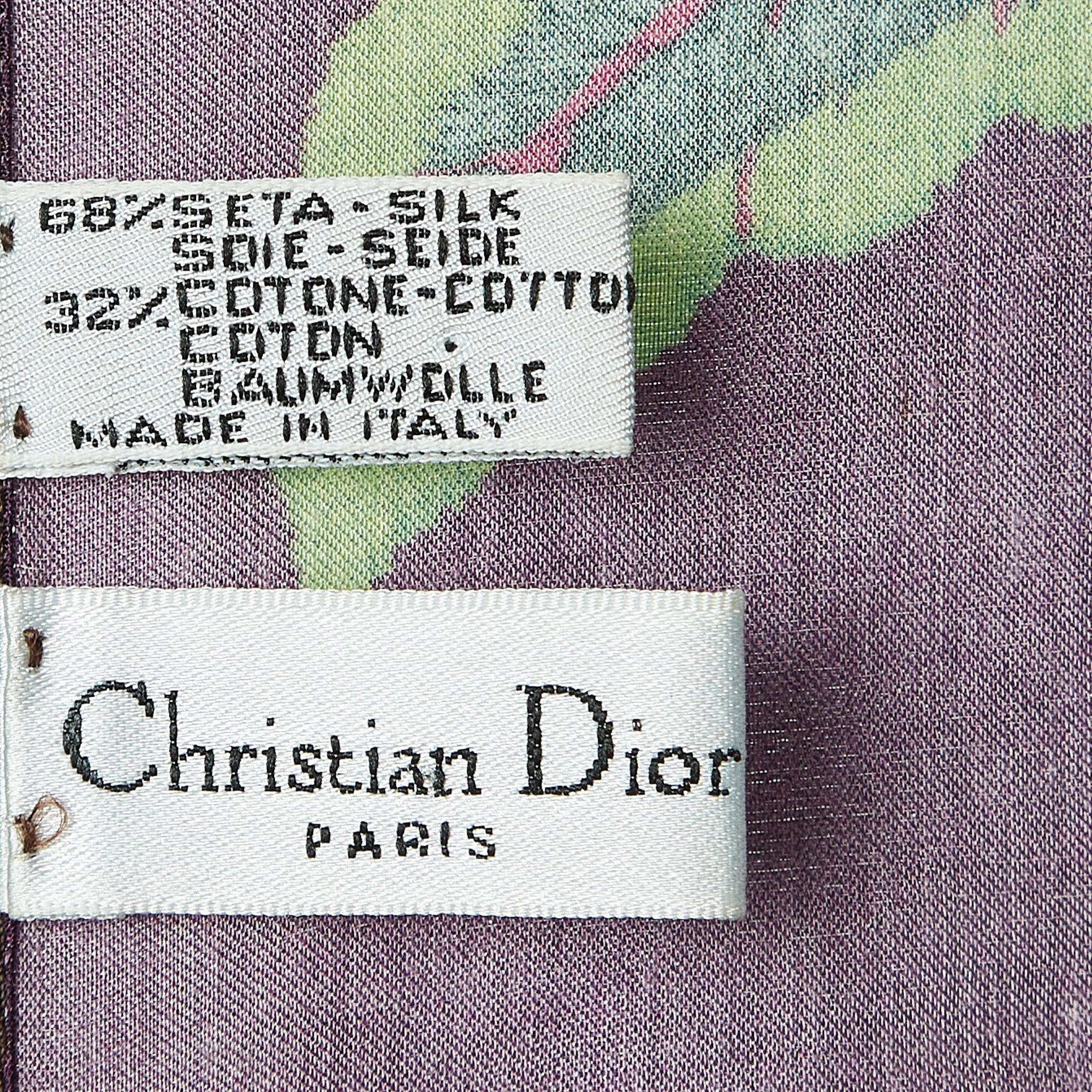 Dior Vintage Purple Print Silk Blend Square Scarf In Good Condition In Dubai, Al Qouz 2