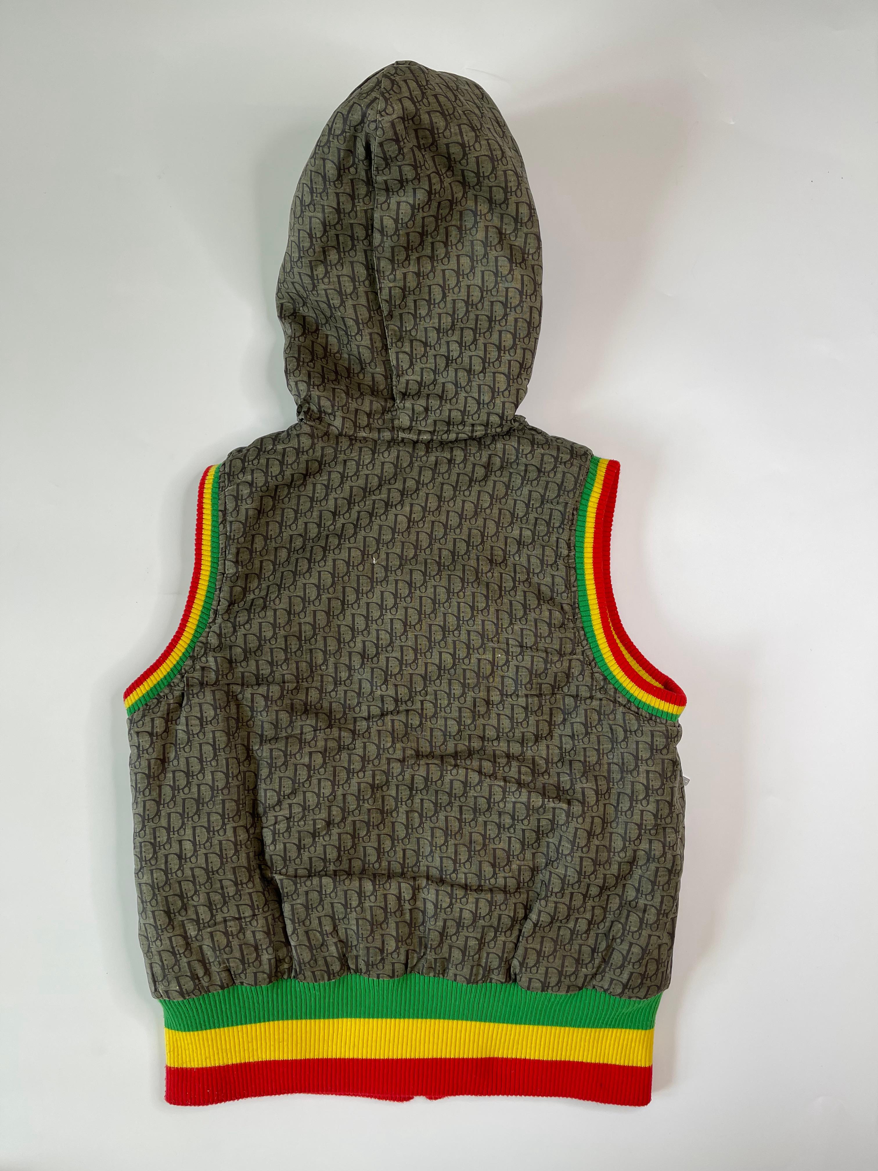 Dior Vintage Rasta Puffer Jacket by Galliano RARE 2004 (Size 40) In Good Condition In Montreal, Quebec