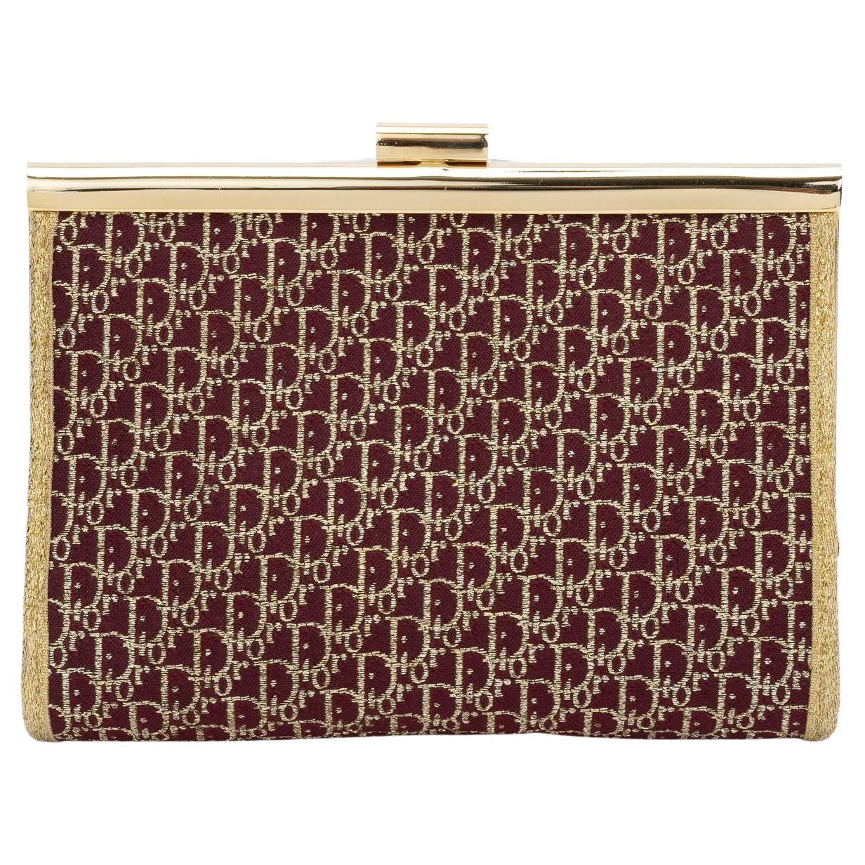 Dior Vintage Small Red Gold Clutch For Sale